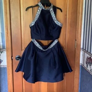 Royal blue two piece homecoming dress